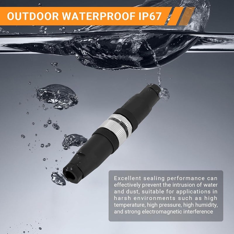 Elecbee 10pcs M12 4 Pin Connector Field Wireable A Code Straight Male Plug Non-Shield 12mm Industrial Circular Connector, Outdoor Waterproof IP67 - Image 2